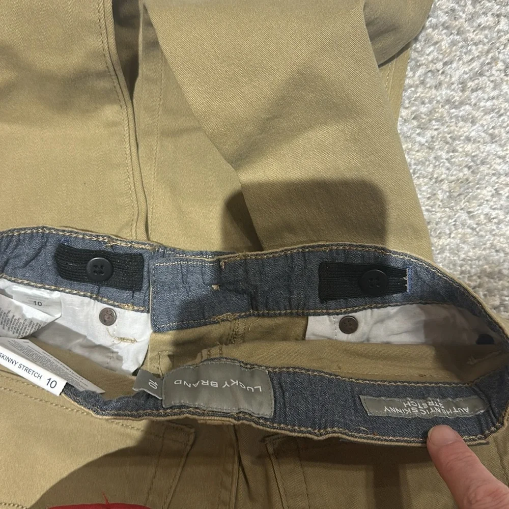 LUCKY BRAND boy’s authentic skinny stretch adjustable Khaki Pants jeans Size 10